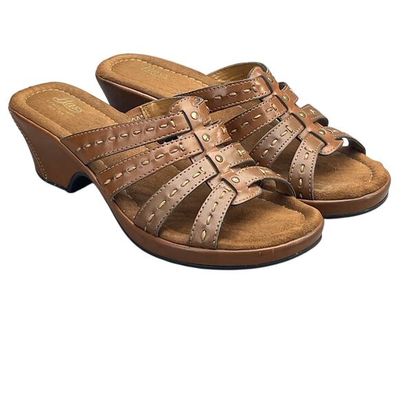 G.H. Bass & Company Philbert Brown Strappy 2" Heel Slide Sandal Women 8 - Picture 1 of 11